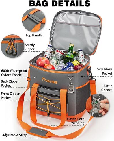 Soft Cooler Bag Insulated 20L, 27 Cans Collapsible Camping Coolers 4-Layer Leakproof Portable Ice Chests for Beach, Travel, Picnic, Grocery, Kayaking in Kuwait