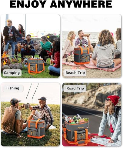 Soft Cooler Bag Insulated 20L, 27 Cans Collapsible Camping Coolers 4-Layer Leakproof Portable Ice Chests for Beach, Travel, Picnic, Grocery, Kayaking in Kuwait