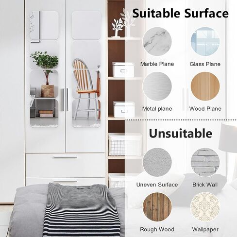 Mirror Wall Full Length,12X12 Inch Unbreakable Mirror Tiles for Bedroom Home Gym Door, Acrylic Squares Mirror Full Body Shatterproof Mirror Stickers for Walls,Mirror Sheets (4pcs) in Saudi Arabia