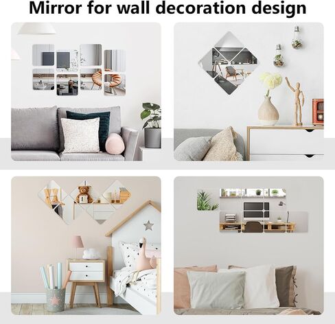 Mirror Wall Full Length,12X12 Inch Unbreakable Mirror Tiles for Bedroom Home Gym Door, Acrylic Squares Mirror Full Body Shatterproof Mirror Stickers for Walls,Mirror Sheets (4pcs) in Saudi Arabia