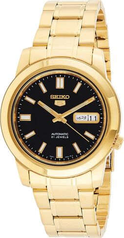 Seiko Men's SNKK22 Gold Plated Stainless Steel Analog with Black Dial Watch in Saudi Arabia