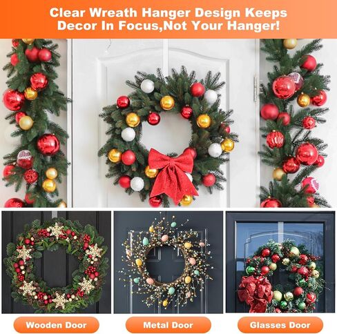 15 in Wreath-Hangers for Front Door,2 Pack Easter Christmas Halloween Decorations Fall Door Welcome Sign for Front Door Inside Outside Over The Door Hooks Organizer Home Décor in Saudi Arabia