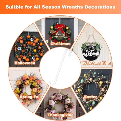15 in Wreath-Hangers for Front Door,2 Pack Easter Christmas Halloween Decorations Fall Door Welcome Sign for Front Door Inside Outside Over The Door Hooks Organizer Home Décor in Saudi Arabia