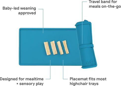 ezpz Tiny Placemat - 6 Months+ (Blush) - Non-Slip, 100% Silicone Placemat for Toddlers and Babies - Fits on Most Highchair Trays - Rolls-Up - Dishwasher Safe in Kuwait