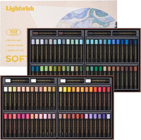 LIGHTWISH Professional Oil Pastels, 48 Vibrant Colors Plus 4 White, Set of 52, Creamy and Pigmented Artist Soft Oil Pastels for Blending, Layering & Shading in Saudi Arabia