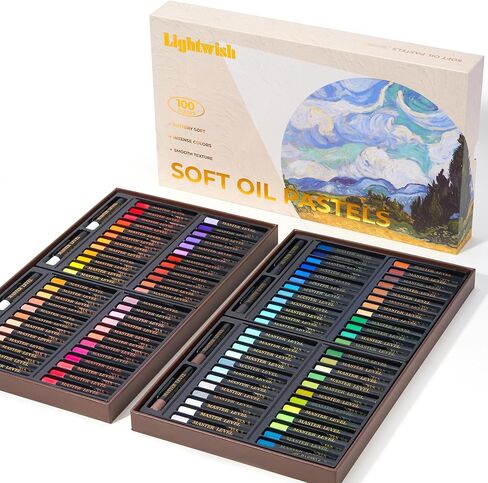 LIGHTWISH Professional Oil Pastels, 48 Vibrant Colors Plus 4 White, Set of 52, Creamy and Pigmented Artist Soft Oil Pastels for Blending, Layering & Shading in Saudi Arabia