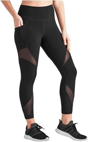 Compression Athletic Ankle Leggings with Pockets Medium Black and Grey Heather 2-Pack, Black,grey in Saudi Arabia