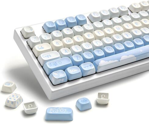 Yunzii 132 Keys MOA Keycaps ، Dye-Subsion PBT Custom keycap set for moa profile ، bear bear conduction keycaps for mx switches mechanical gaming keyboard (purple) in Kuwait