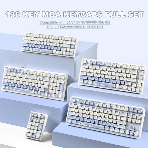 Yunzii 132 Keys MOA Keycaps ، Dye-Subsion PBT Custom keycap set for moa profile ، bear bear conduction keycaps for mx switches mechanical gaming keyboard (purple) in Kuwait