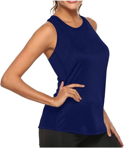 Women's Workout Tank Tops Athletic Yoga Top Racerback Sleeveless Running Shirts Loose fit Gym Outdoor in Saudi Arabia