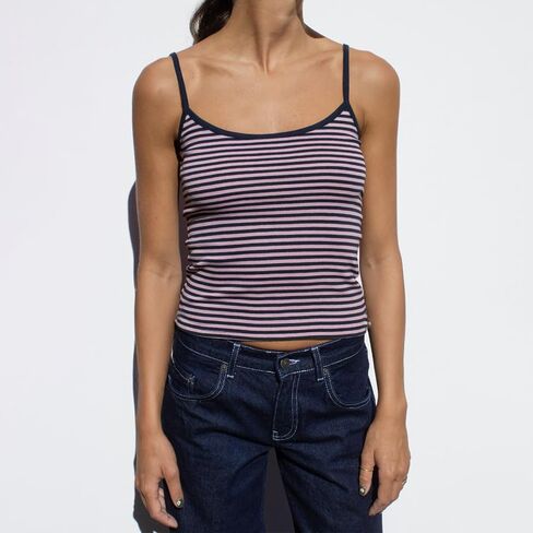 Women Y2K Stripe Print Camisole Preppy Spaghetti Strap Scoop Neck Tank Tops Aesthetic Sleeveless Crop Tops in Saudi Arabia