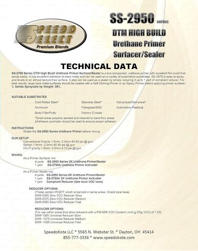 Speedokote Automotive Hi-Build 2K Urethane Primer/Sealer White QUART Kit, SS-2950W/2790A-Q in Saudi Arabia