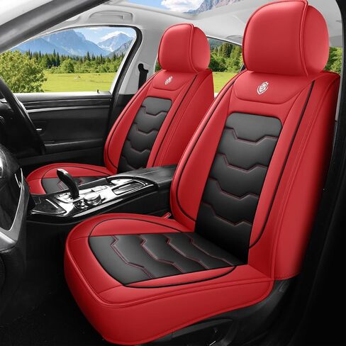 Car Seat Covers, Seat Covers for Kia Forte 2010-2024, Black with Red Edges, Waterproof Faux Leather, Covers 5 Seats, Simple and Versatile Style, Easy to Clean, Airbag Compatible in Saudi Arabia