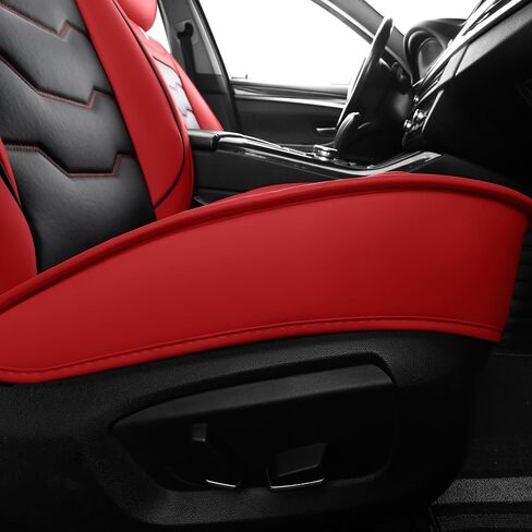 Car Seat Covers, Seat Covers for Kia Forte 2010-2024, Black with Red Edges, Waterproof Faux Leather, Covers 5 Seats, Simple and Versatile Style, Easy to Clean, Airbag Compatible in Saudi Arabia