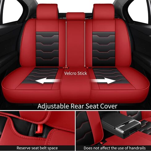 Car Seat Covers, Seat Covers for Kia Forte 2010-2024, Black with Red Edges, Waterproof Faux Leather, Covers 5 Seats, Simple and Versatile Style, Easy to Clean, Airbag Compatible in Saudi Arabia