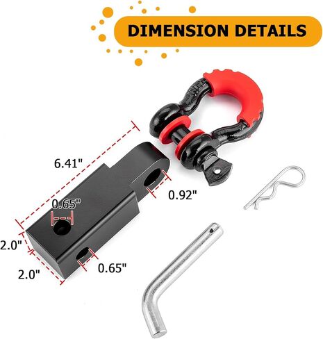 Weisen UTV 2 "Hitch Receiver Hitch & 2" Shackle Hitch Receiver مع 3/4 '' D Ring Shackle ، 7/8 "قفل PIN متوافق مع Polaris RZR XP 1000 2014-2024 in Saudi Arabia