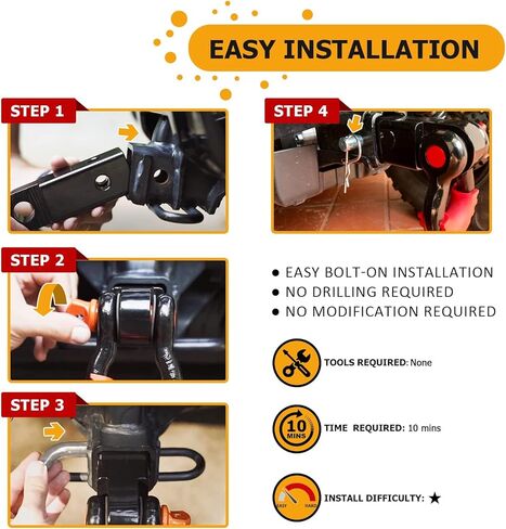 Weisen UTV 2 "Hitch Receiver Hitch & 2" Shackle Hitch Receiver مع 3/4 '' D Ring Shackle ، 7/8 "قفل PIN متوافق مع Polaris RZR XP 1000 2014-2024 in Saudi Arabia