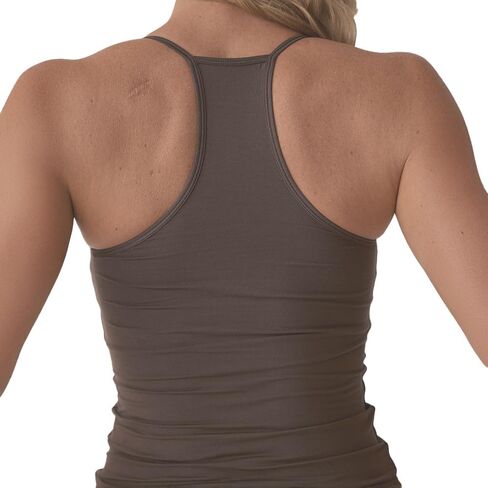 Klassy Network Solid Strappy Racerback Brami Tank-Top for Women - Built-in Bra Full Length U-Neck Tank with Spaghetti Straps in Saudi Arabia