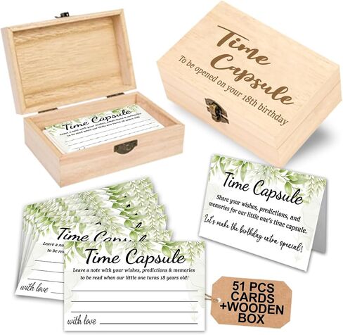 Time Capsule Box 1st Birthday Baby Keepsake Box First Birthday Activities Party Favors Baby Shower Games Decorations 50 Time Capsule Cards in Saudi Arabia