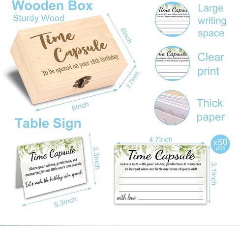 Time Capsule Box 1st Birthday Baby Keepsake Box First Birthday Activities Party Favors Baby Shower Games Decorations 50 Time Capsule Cards in Saudi Arabia