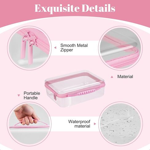 Bottom-Deepened 2.75''-3 Pack Clear Hard Shell Zipper Case L+M+S,Portable Zipper Bags Waterproof Cosmetics Bags,Organizer Pouch For Snacks,Toy,Diapers,Travel,White in Kuwait