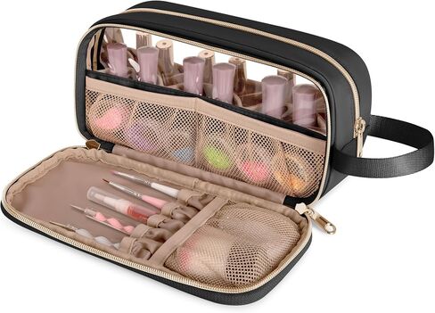 Nail Polish Organizer Case Fits 12 Bottles (15ml), Nail Polish Supplies Storage Bag with Clear Window, Black in Saudi Arabia