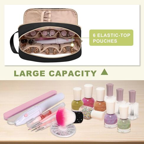 Nail Polish Organizer Case Fits 12 Bottles (15ml), Nail Polish Supplies Storage Bag with Clear Window, Black in Saudi Arabia
