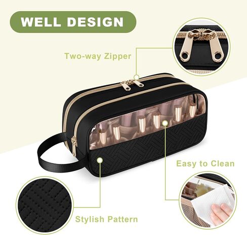 Nail Polish Organizer Case Fits 12 Bottles (15ml), Nail Polish Supplies Storage Bag with Clear Window, Black in Saudi Arabia