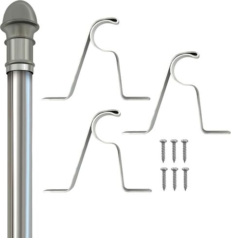 Amazing Drapery Hardware 7/16 Inch Silver Cafe Rods with Silver Ends, Set of 2 (Hardware Included) - Adjustable Length 28-48 Inches, Easy to Install Metal Rods for Doors, Windows, and Sidelights in Kuwait