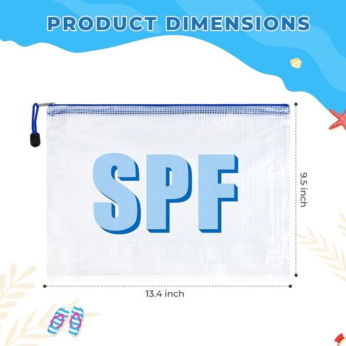 4 مساءً أكياس مكياج الشاطئ SPF Cosmetic Facs for Women Girls Summer Varsity Zipper Pouch Clear Waterproof Beach Beachizer Bag Bag Bag PVC PVC for Travel Randproof Essential in Saudi Arabia