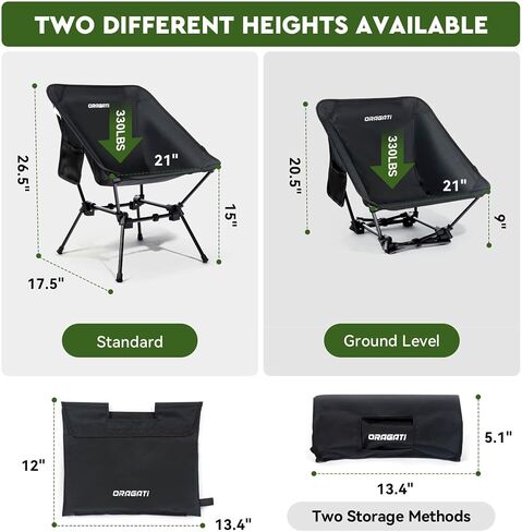 Folding Camping Chairs, Lightweight and Portable Folding Camp Chair for Backpacking, Hiking, and Picnics, Black in Saudi Arabia