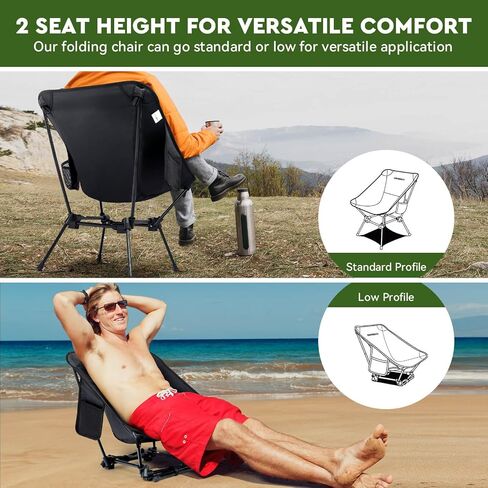 Folding Camping Chairs, Lightweight and Portable Folding Camp Chair for Backpacking, Hiking, and Picnics, Black in Saudi Arabia