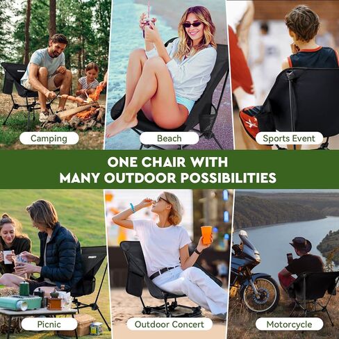 Folding Camping Chairs, Lightweight and Portable Folding Camp Chair for Backpacking, Hiking, and Picnics, Black in Saudi Arabia