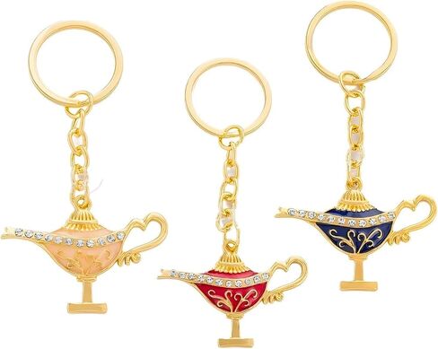 3pcs aladdin's lamp -keychain ، قلادة مصباح زيت أرابيسك عتيقة ، حلقة مصباح مصباح من نوع الراين المستنزف ، الدعائم الأداء in Saudi Arabia
