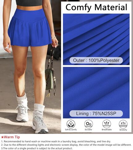 Womens Athletic Shorts Flowy Butterfly Crossover High Waisted Workout Running Shorts for Women Tennis Skort with Pocket in Saudi Arabia