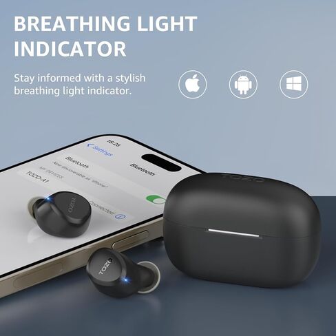 TOZO A1 Wireless Earbuds Bluetooth 5.3 Light-Weight in Ear IPX5 Waterproof Headphones 2 Mic for AI Calls, Immersive Premium Sound Bass Headset with Charging Case, 32 Presets EQ Customization via App in Saudi Arabia