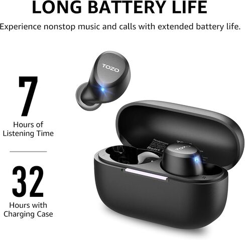 TOZO A1 Wireless Earbuds Bluetooth 5.3 Light-Weight in Ear IPX5 Waterproof Headphones 2 Mic for AI Calls, Immersive Premium Sound Bass Headset with Charging Case, 32 Presets EQ Customization via App in Saudi Arabia