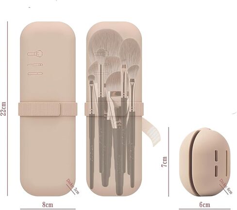 Makeup Brush Holder, Silicone Makeup Bag Makeup Sponge Holder Organizer for Travel Storage, Khaiki in Saudi Arabia