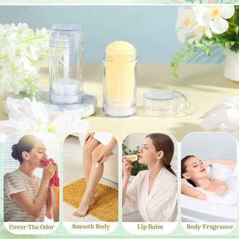 30 pcs حاويات مزيل العرق الفارغة تويست Up ملء عصا البلاستيك حاوية مزيل العرق قابلة لإعادة تعبئة قاع أنابيب الشفاه مستديرة الشفاه للملول الشفاه DIY محلي الصنع (30 مل ، واضح) in Kuwait