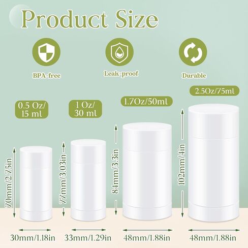 30 pcs حاويات مزيل العرق الفارغة تويست Up ملء عصا البلاستيك حاوية مزيل العرق قابلة لإعادة تعبئة قاع أنابيب الشفاه مستديرة الشفاه للملول الشفاه DIY محلي الصنع (30 مل ، واضح) in Kuwait