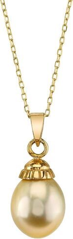 The Pearl Source 14K Gold 10-11mm Drop-Shape Golden South Sea Cultured Pearl Devon Pendant Necklace for Women in Saudi Arabia