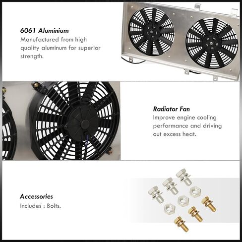 AJP Distributors Aluminum Radiator Fan Shroud Kit + 12" Dual Engine Cooling Fans Compatible/Replacement For Impreza WRX STI GD GG Manual Transmission MT 2002 2003 2004 2005 2006 2007 02 03 04 05 06 07 in Saudi Arabia