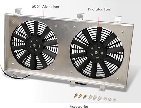 AJP Distributors Aluminum Radiator Fan Shroud Kit + 12" Dual Engine Cooling Fans Compatible/Replacement For Impreza WRX STI GD GG Manual Transmission MT 2002 2003 2004 2005 2006 2007 02 03 04 05 06 07 in Saudi Arabia