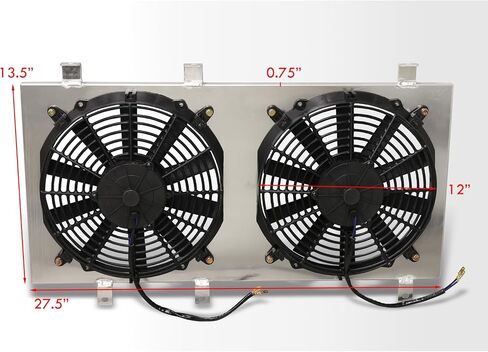 AJP Distributors Aluminum Radiator Fan Shroud Kit + 12" Dual Engine Cooling Fans Compatible/Replacement For Impreza WRX STI GD GG Manual Transmission MT 2002 2003 2004 2005 2006 2007 02 03 04 05 06 07 in Saudi Arabia