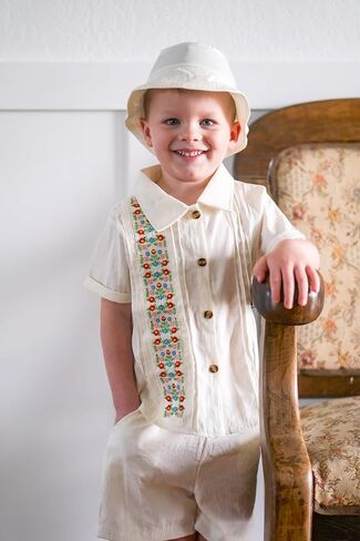 Hiha Toddler Boys Mexican Mexican Servidered Short Set 2-7 Years in Saudi Arabia
