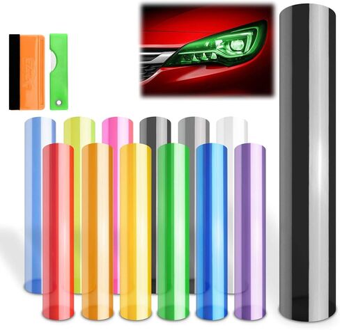 EZAUTO WRAP Free Tool Kit 12"x48" (1FT x 4FT) Glossy Clear Transparent Headlight Taillight Fog Light Side Marker Vinyl Tint Film Self Adhesive in Saudi Arabia