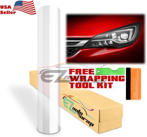 EZAUTO WRAP Free Tool Kit 12"x48" (1FT x 4FT) Glossy Clear Transparent Headlight Taillight Fog Light Side Marker Vinyl Tint Film Self Adhesive in Saudi Arabia