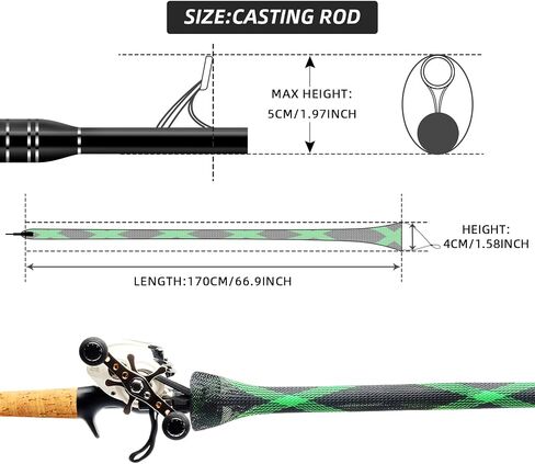 SF Fishing Rod Sock Fishing Rod Sleeve Rod Cover Braided Mesh Rod Protector Pole Gloves Fishing Tools for Spinning Fishing Rod,Casting Rod,Musky Rod, Ice Rod, Fly Rod, Spey Rod in Kuwait