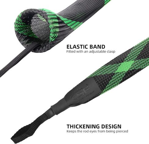 SF Fishing Rod Sock Fishing Rod Sleeve Rod Cover Braided Mesh Rod Protector Pole Gloves Fishing Tools for Spinning Fishing Rod,Casting Rod,Musky Rod, Ice Rod, Fly Rod, Spey Rod in Kuwait