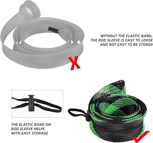 SF Fishing Rod Sock Fishing Rod Sleeve Rod Cover Braided Mesh Rod Protector Pole Gloves Fishing Tools for Spinning Fishing Rod,Casting Rod,Musky Rod, Ice Rod, Fly Rod, Spey Rod in Kuwait